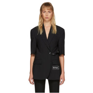 We11done Black Short Sleeve Buckle Blazer Size Large Modern Oversized Designer